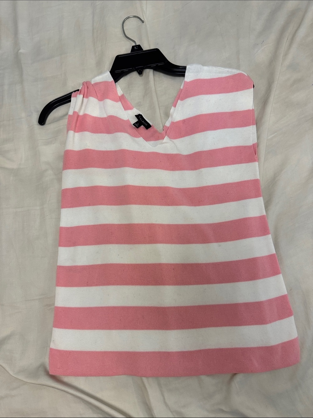Talbots Pink and White Striped V-Neck Tank